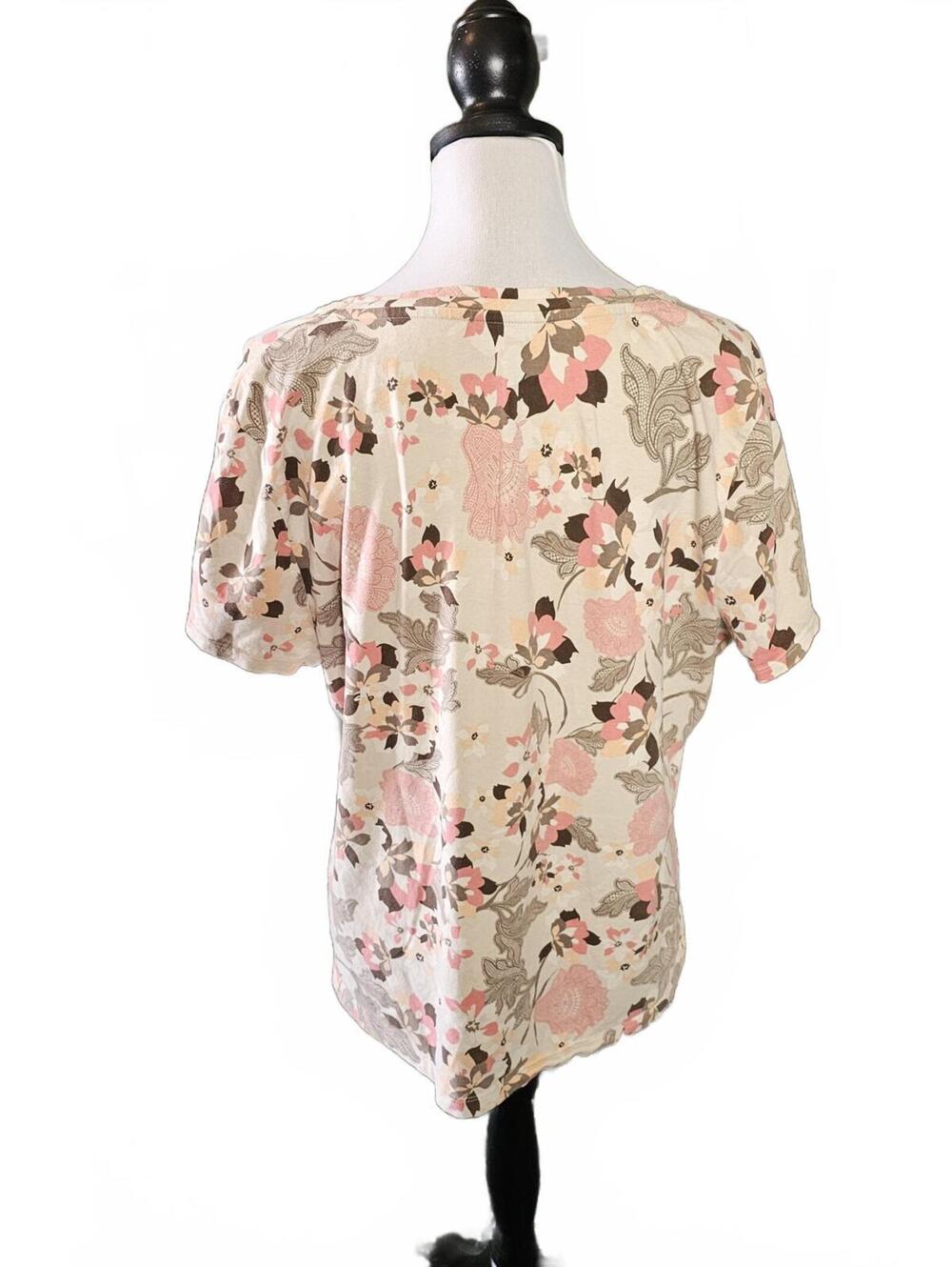 Croft & Barrow Stretch Floral Short Sleeve Top Size XL - Picture 4 of 4